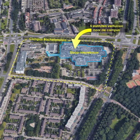 Luchtfoto gebied Hogeschool Fontys Eindhoven