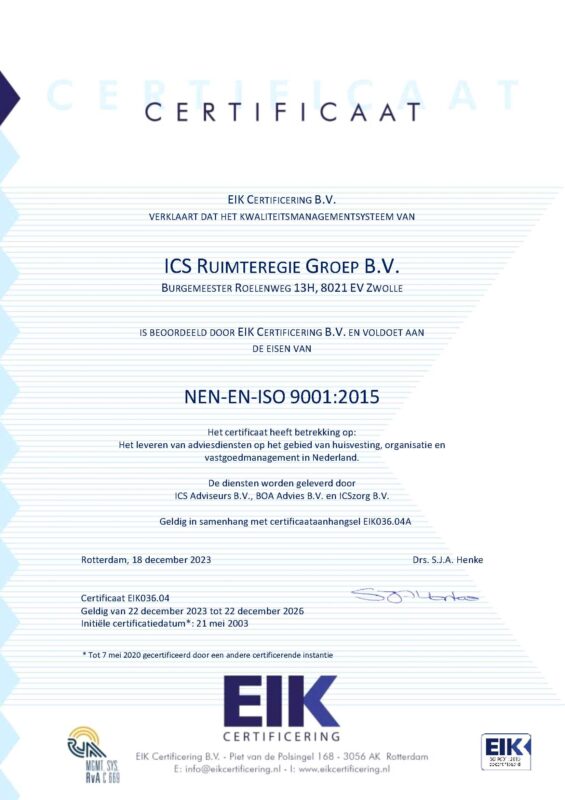 EIK036.04 Certificaat ICS Ruimteregie Groep B.V. 18 december 2023